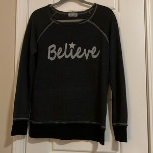 Believe gray holiday sweatshirt by Allen Allen